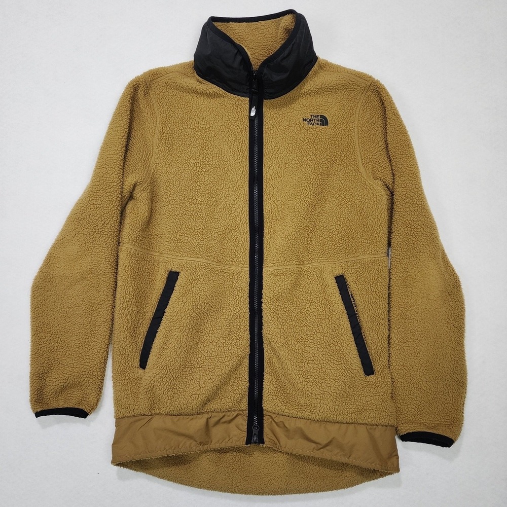The North Face Dunraven Sherpa Parka Jacket Womens Small Brown Fleece Full Zip